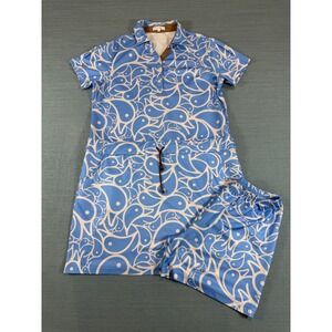 Mandarina Duck Womens Golf Dress and Shorts Set Blue White Duck Print Size LL